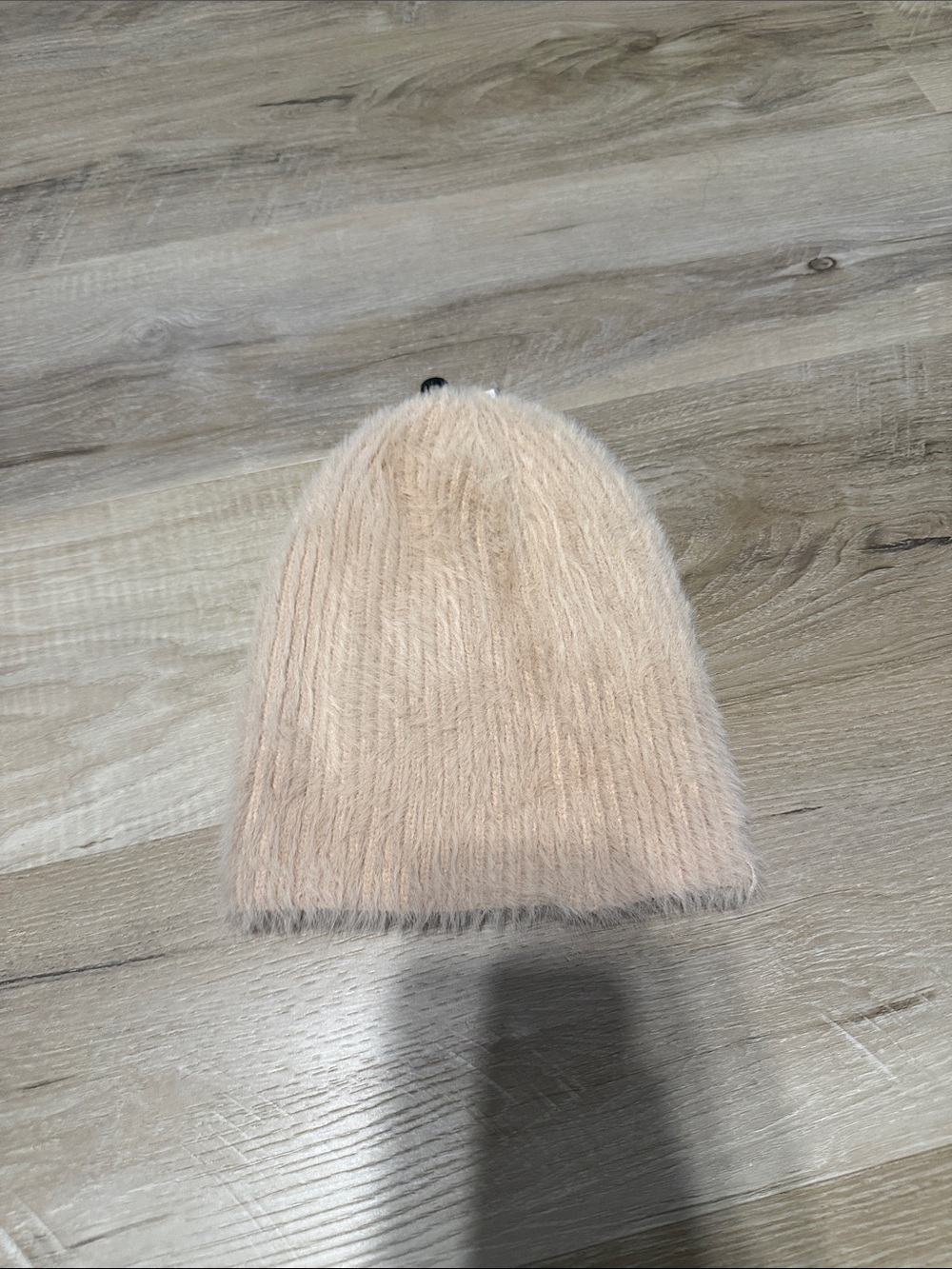 Soft Fuzzy Knit Beanie Hat in Blush